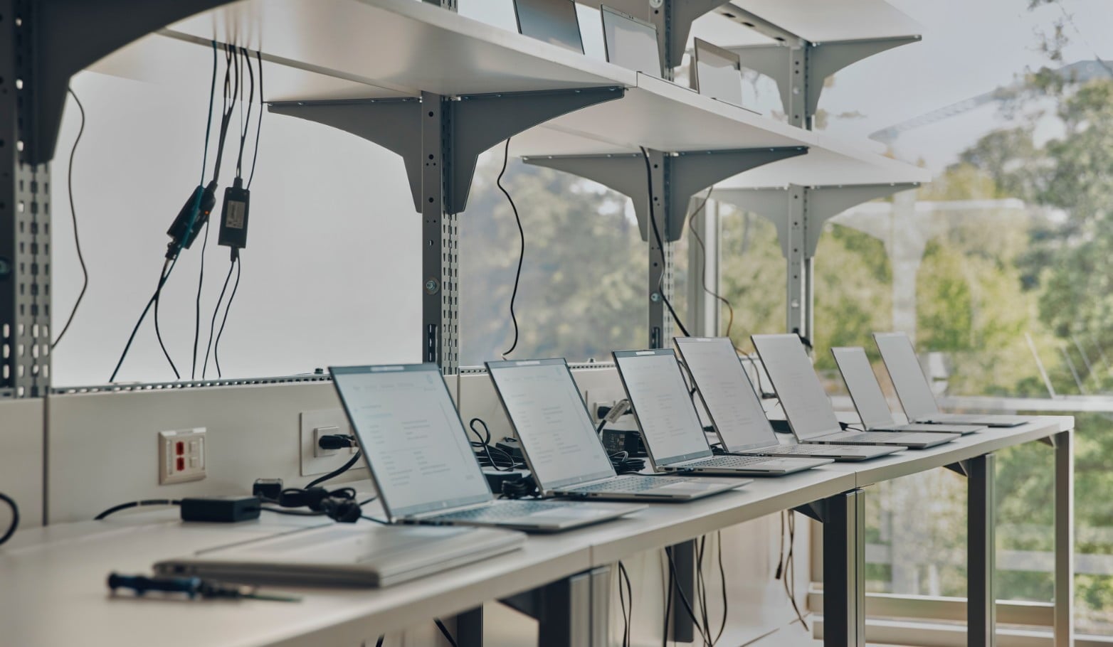 Laptops in a row