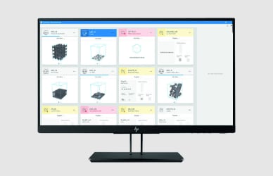 Monitor with dashboard view of HP 3D Command Center