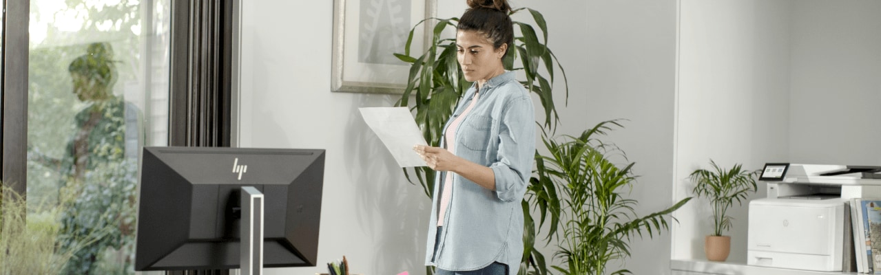 woman looking at some papers