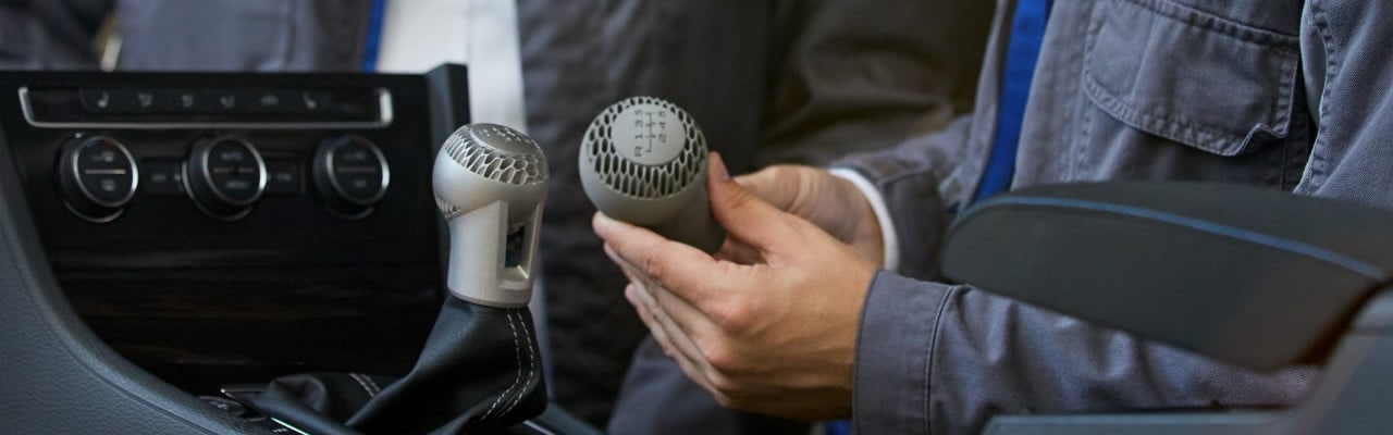 Two Volkswagen gearshift knobs printed with metal 3d printer