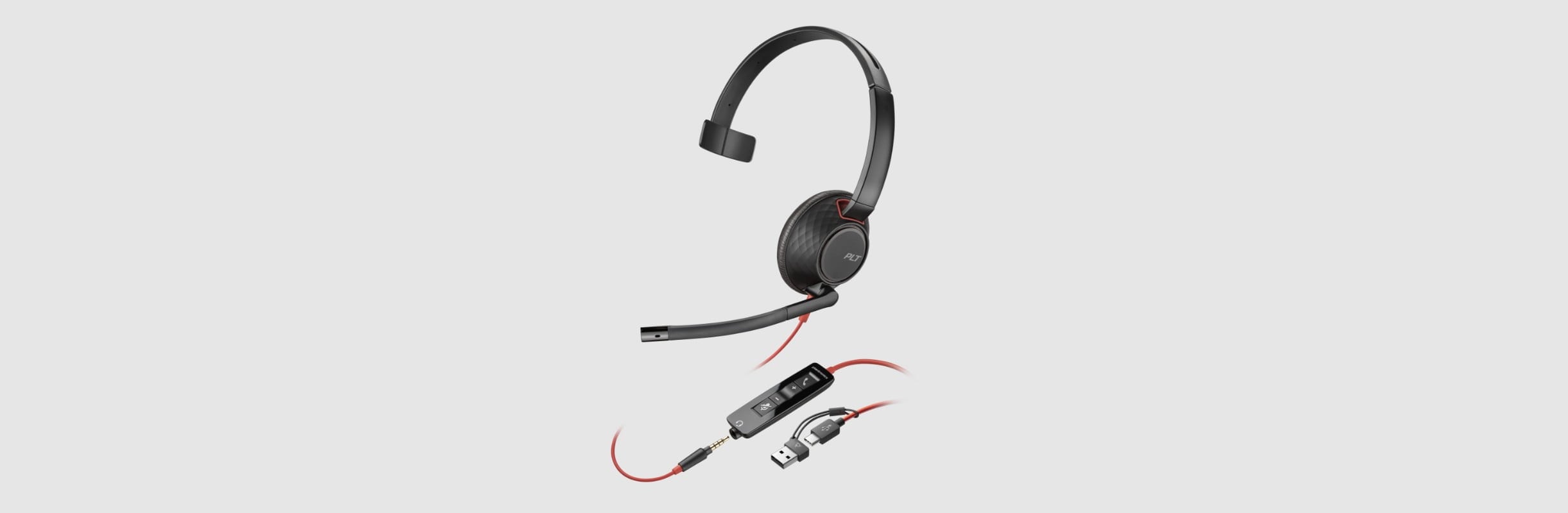 Poly Blackwire 5210 mono USB wired headset with inline call controls