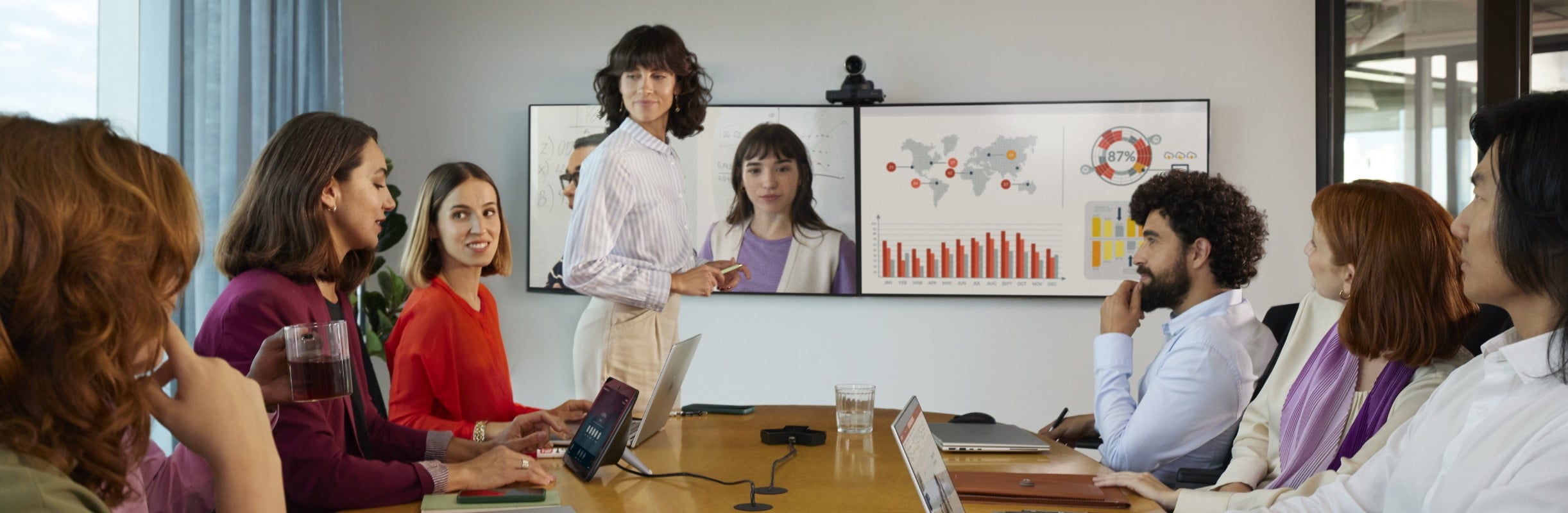 People in a conference room during for a presentation