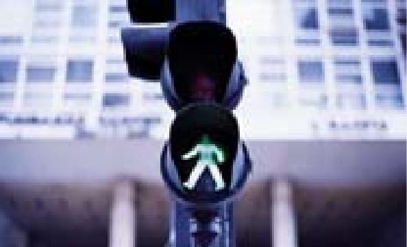 Traffic light with green light