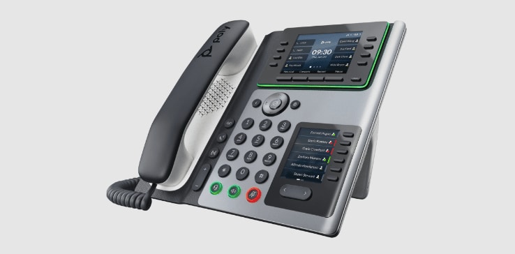 Poly Edge E400 series IP desk phone with handset 