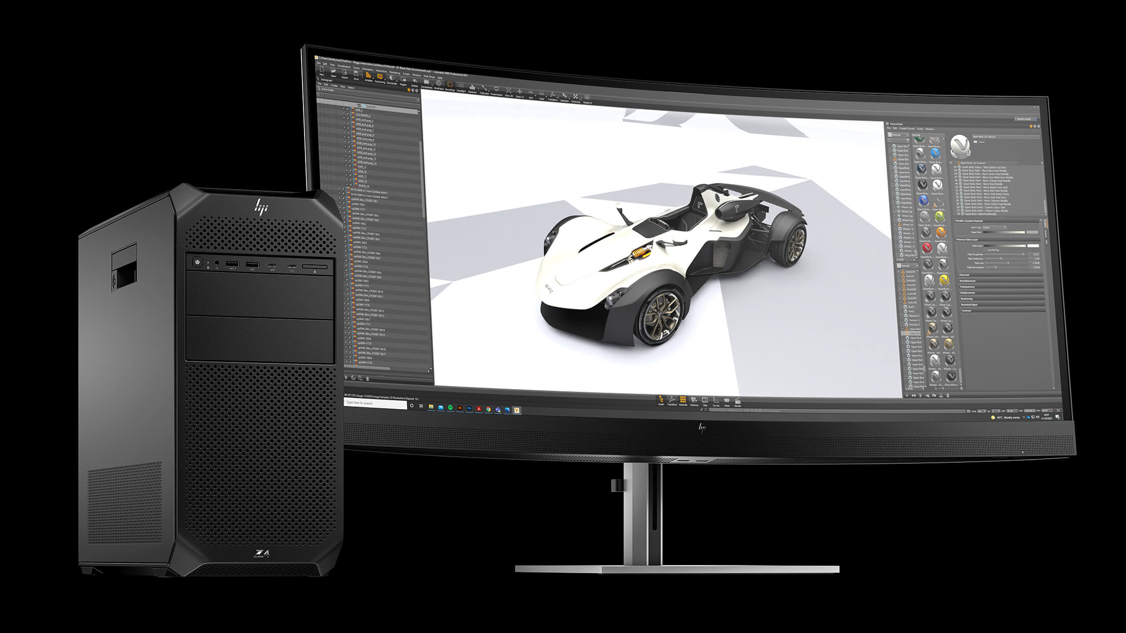 Z6 G5 workstation next to a Z monitor with 3D software on the screen