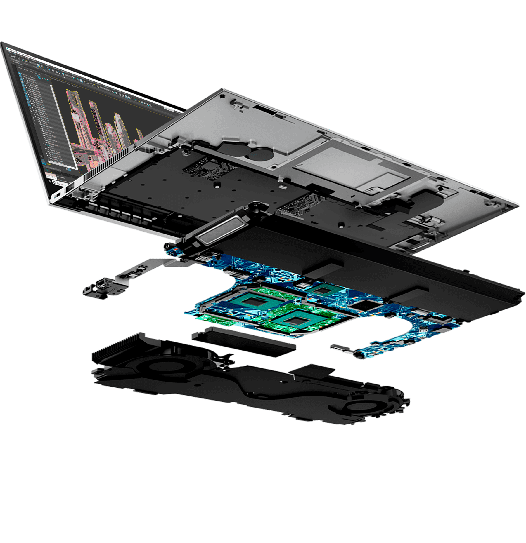 ZBook open from the bottom showing components