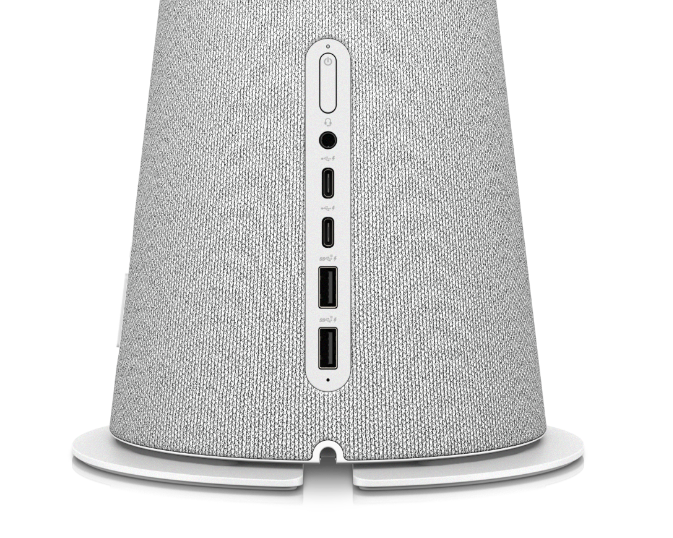 HP Chromebase 21.5 inch's base showing available ports