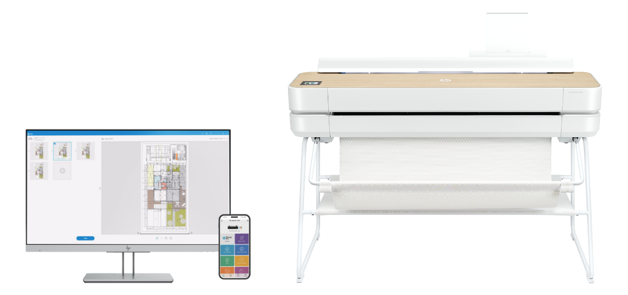 Front view of the HP DesignJet Studio plotter