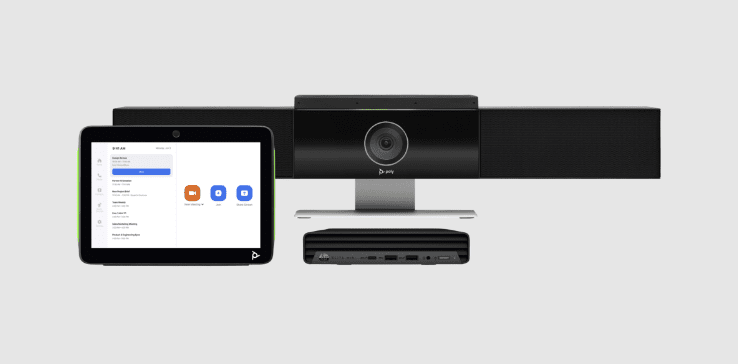 Poly Studio USB video conferencing camera and touchscreen controller kit for medium meeting rooms​