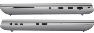 ZBook Fury side views showing available ports